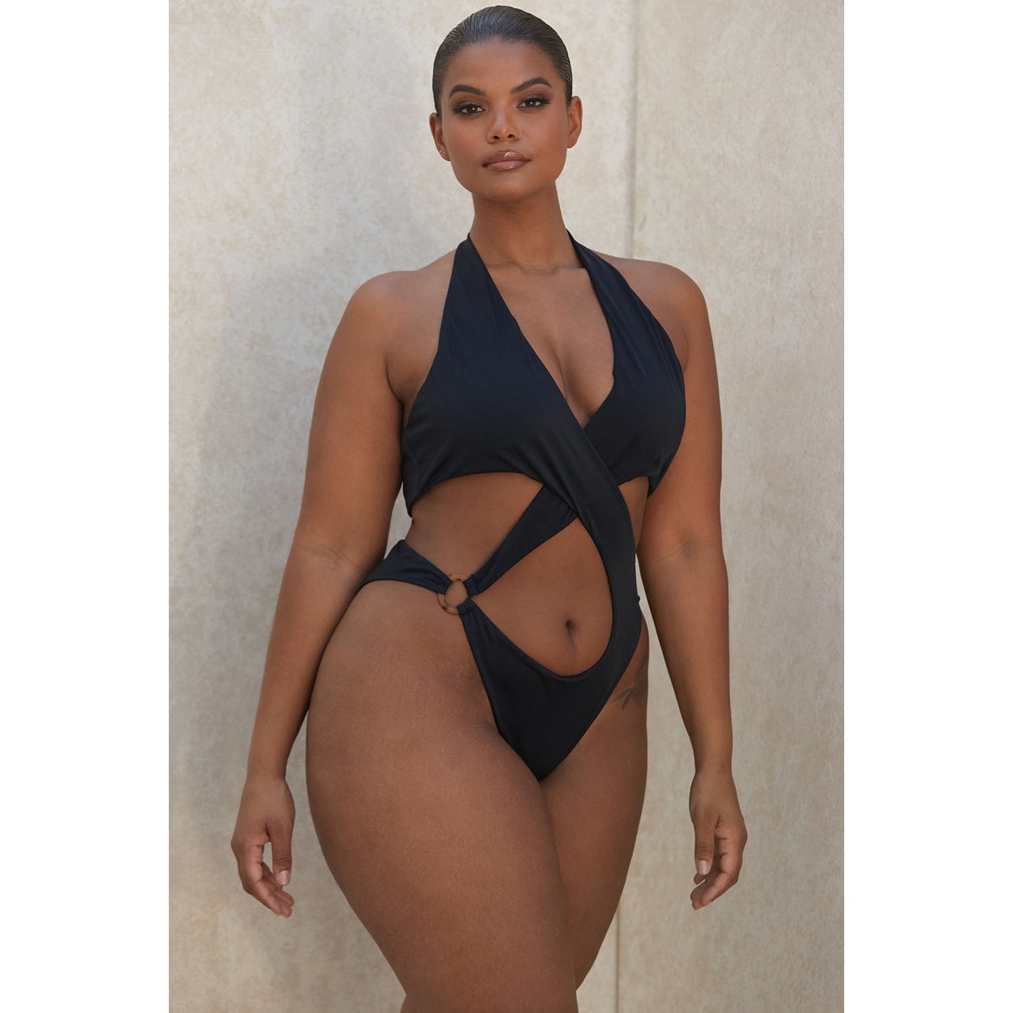 One-piece Swimsuit XL Hollow Sexy Bikini Black And White Fashion Swimwear