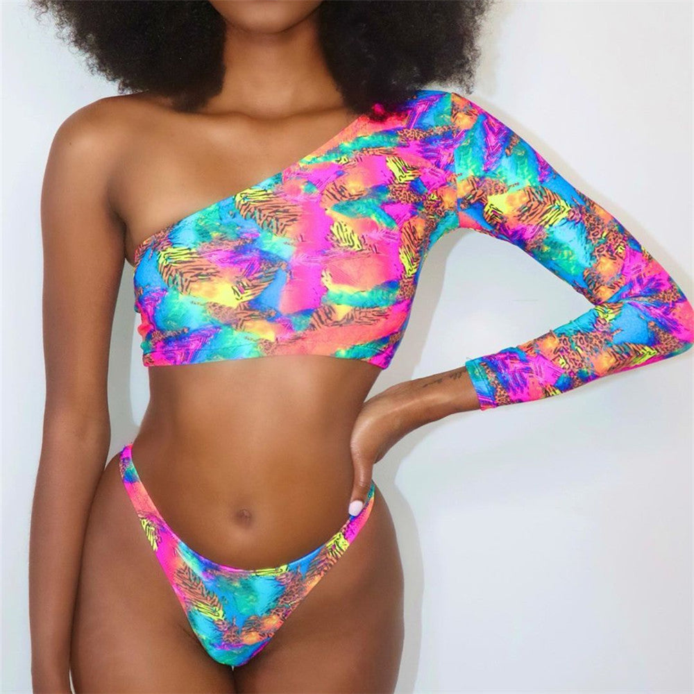 Miami Tyes One-Shoulder Long-Sleeved Split Swimsuit