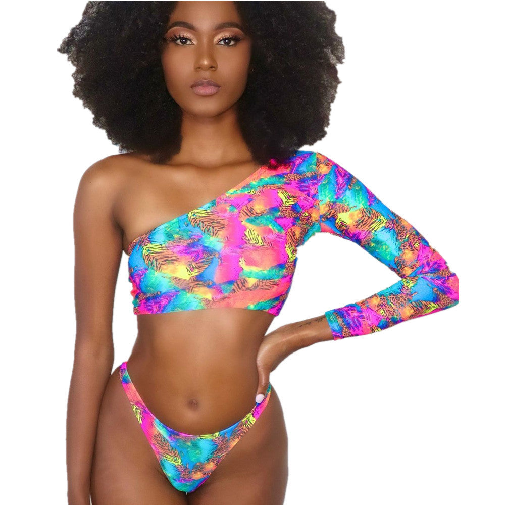 Miami Tyes One-Shoulder Long-Sleeved Split Swimsuit