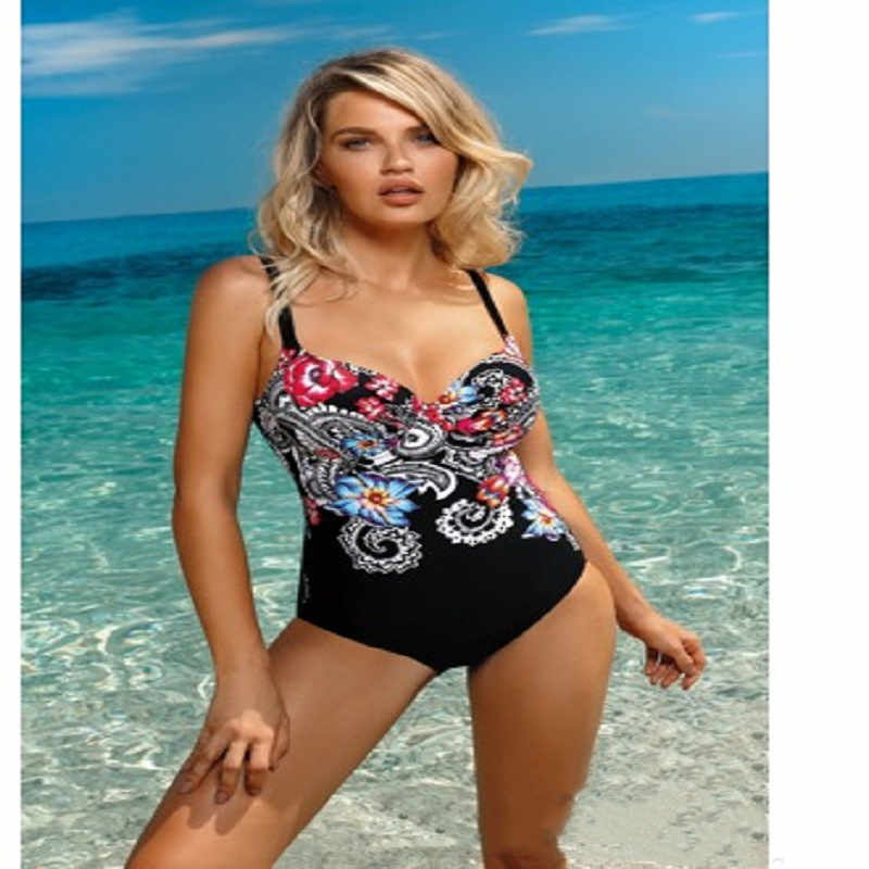 New One Piece Retro Swimsuit Digital Print One Piece Bikini