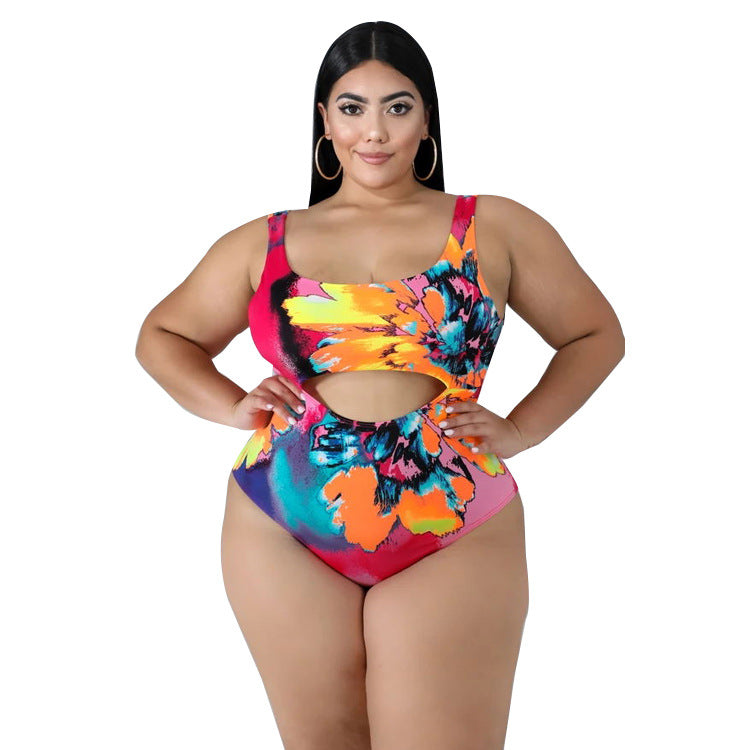 Miami Vibes Plus Size Swimsuit One-Piece Skirt Print Plus Size Swimsuit