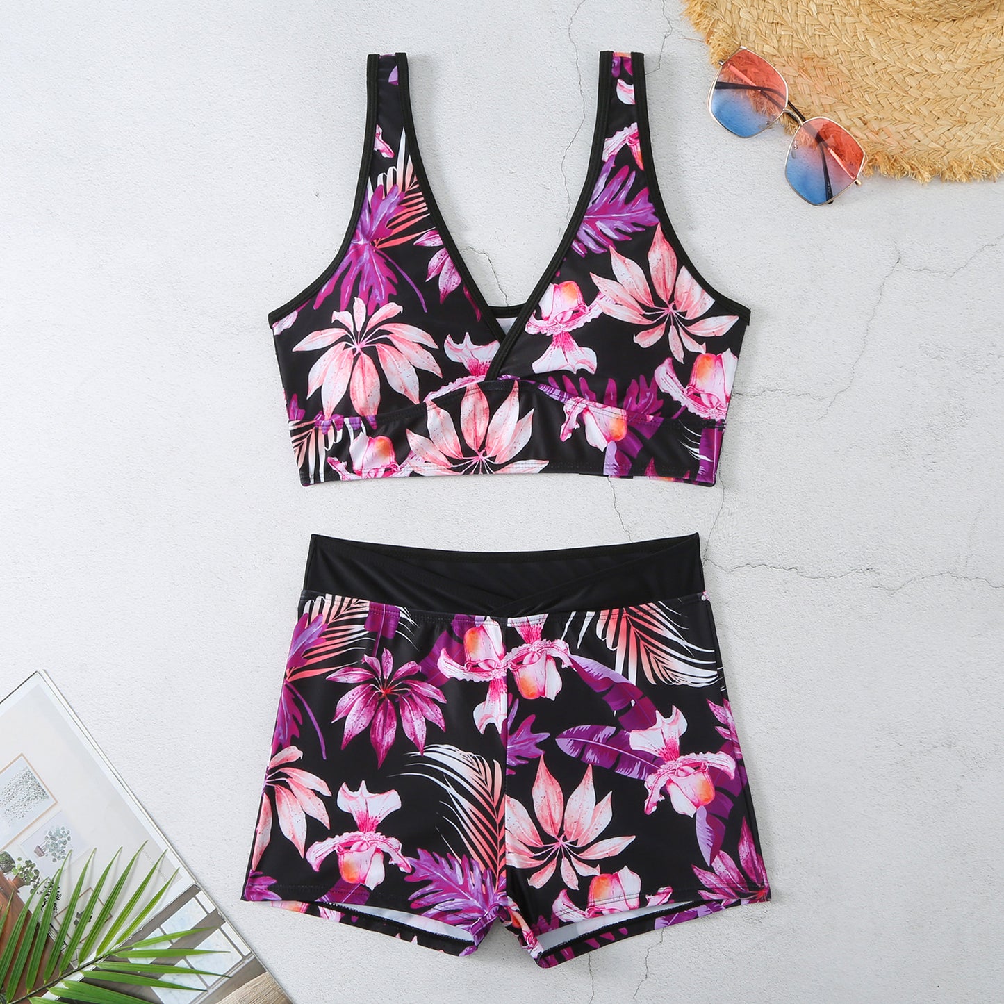 Two-piece Swimsuit Printed Boxer Multi-color Swimsuit