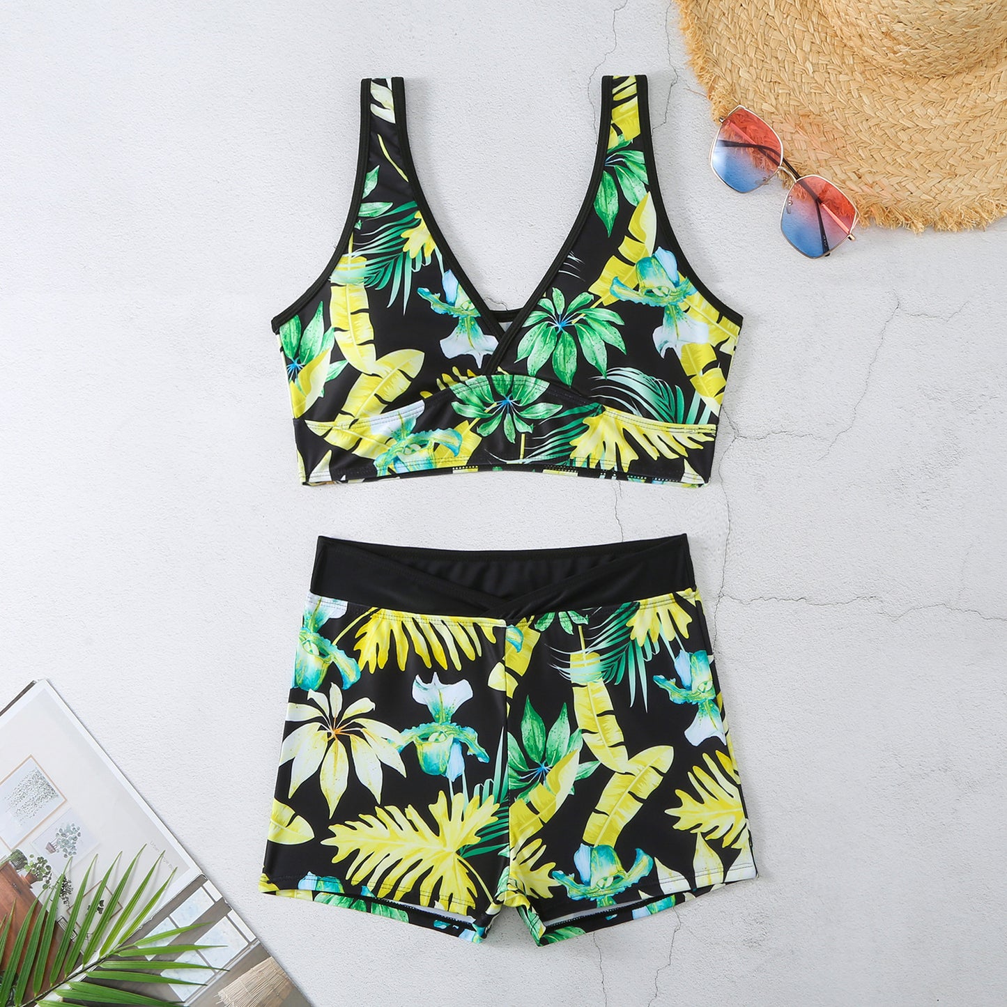 Two-piece Swimsuit Printed Boxer Multi-color Swimsuit