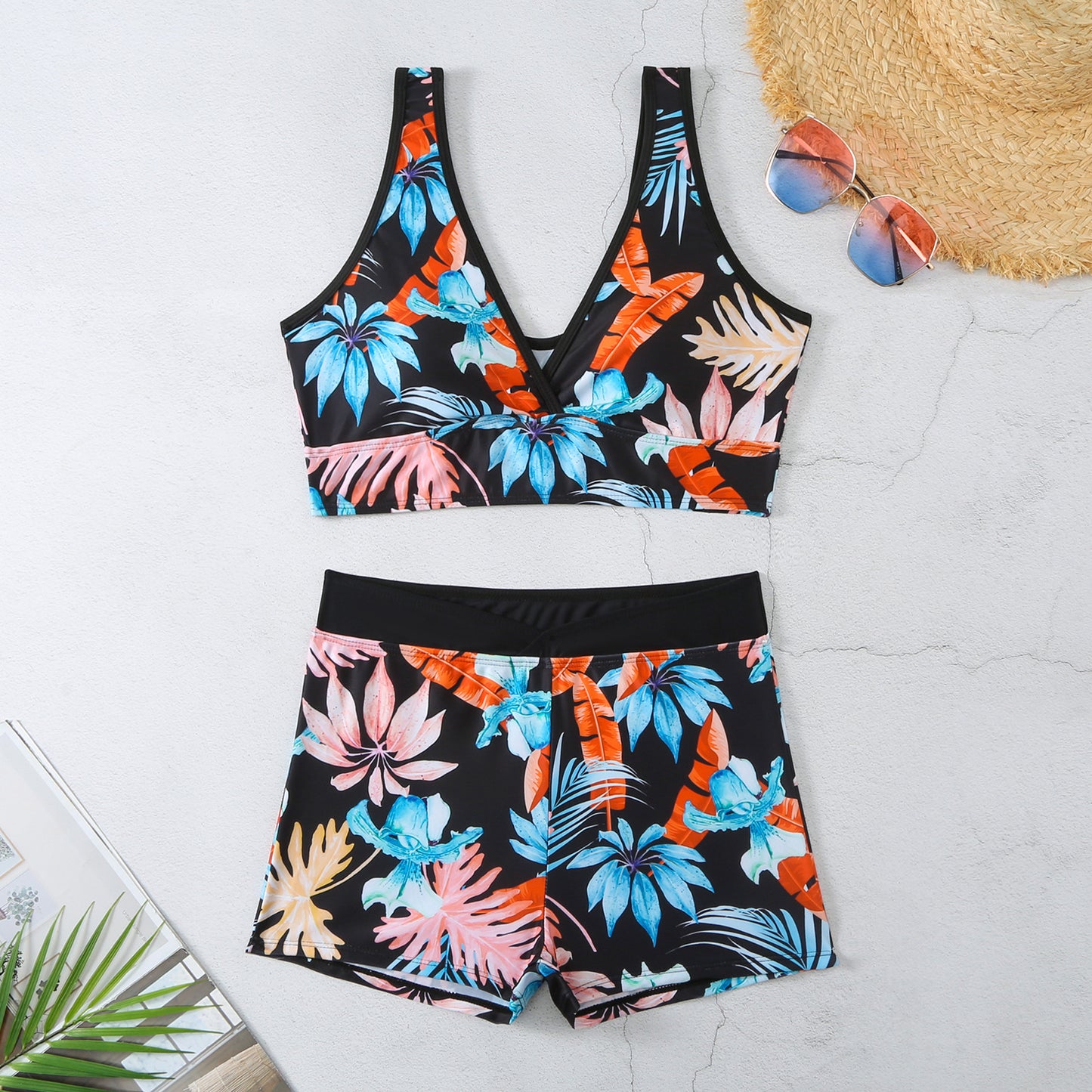 Two-piece Swimsuit Printed Boxer Multi-color Swimsuit