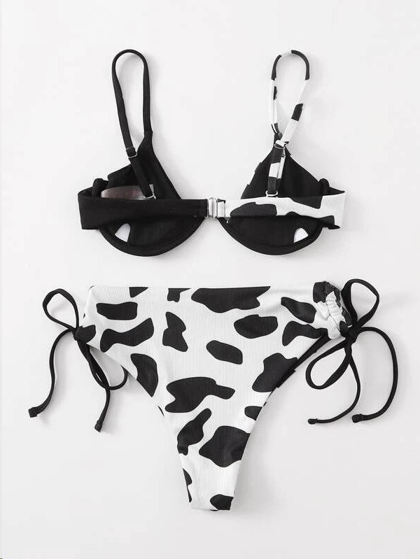 Ladies Underwire Cow Print Swimsuit