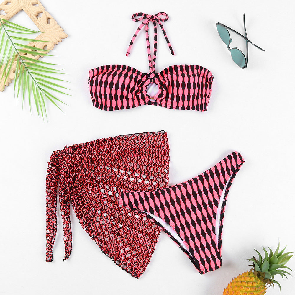 Women's Two-piece Swimsuit Bikini Tube Top Three-piece Suit