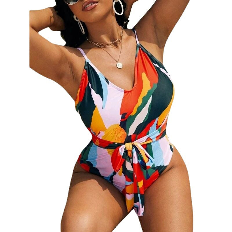 Women's Fashion Print Bikini One Piece Swimsuit