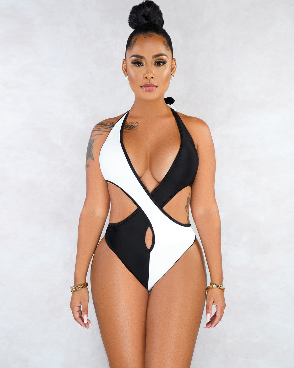 Miami XO Stitching Skinny Suspender Swimsuit Bikini