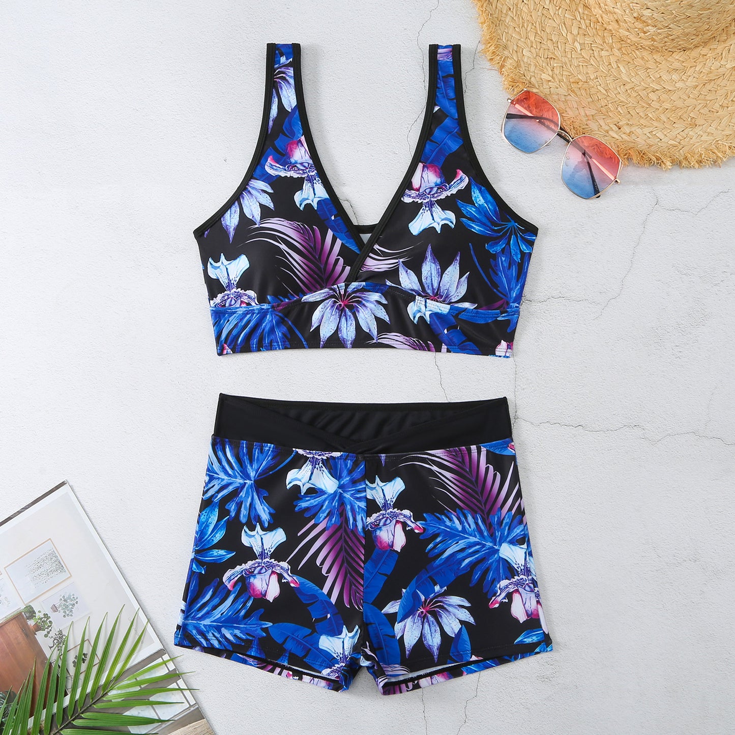 Two-piece Swimsuit Printed Boxer Multi-color Swimsuit