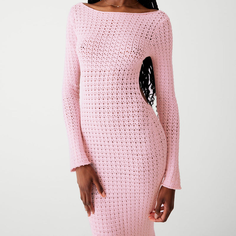 Backless Sweater Knitted Dress Women's Clothing