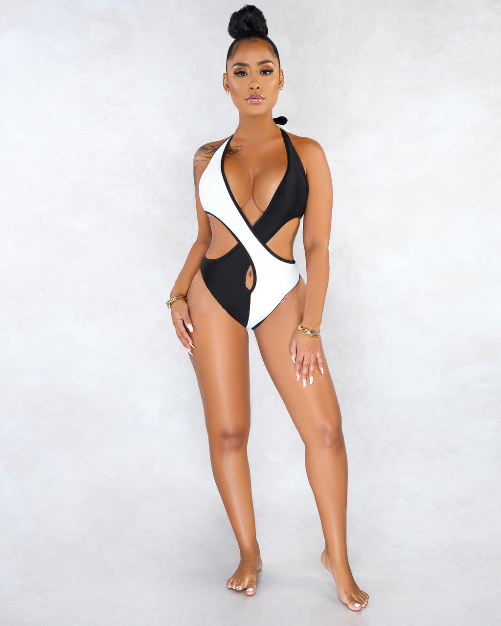 Miami XO Stitching Skinny Suspender Swimsuit Bikini