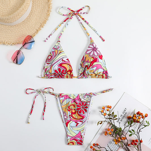 Triangle Printed Bikini Swimsuit