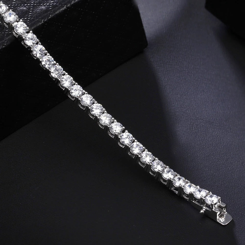 S925 Silver Bracelet 17-19cm Chain Length Optional Cubic Zirconia Tennis Chain