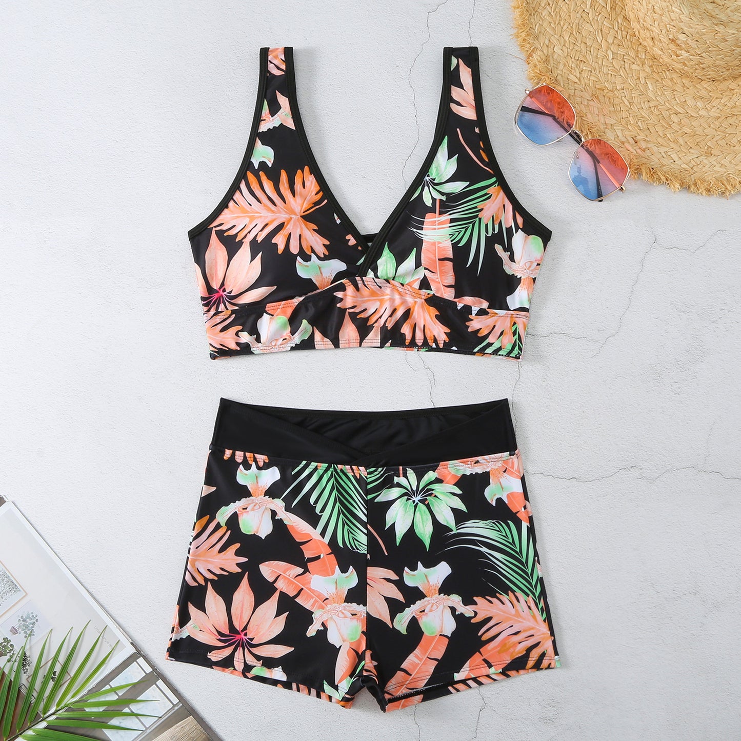 Two-piece Swimsuit Printed Boxer Multi-color Swimsuit